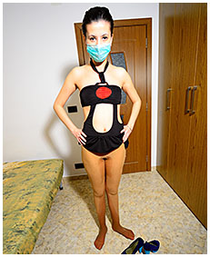 New model Debbie loses control of her bladder as a nurse