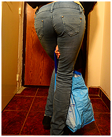 debbie wets her jeans in the hallway 05
