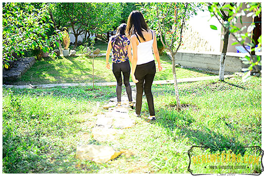 Antonia and Debbie have the perfect pee queuing for the restroom