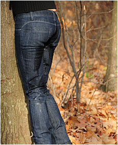 Tied to a tree Antonia pisses her jeans wetting herself