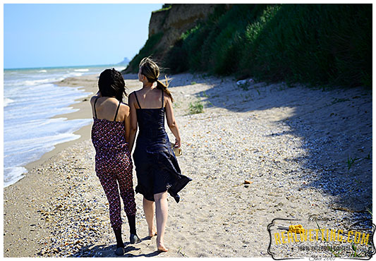 Nice day at the beach makes damp pantyhose and panties