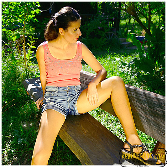 Debbie pissed her jeans shorts and pantyhose on the bench next to me