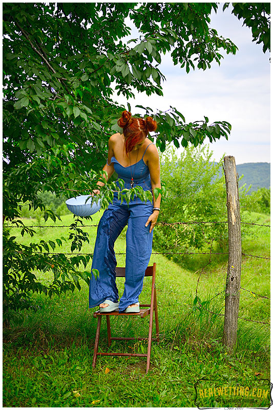 Shocking overalls wearing lady pees her pants desperate to pee