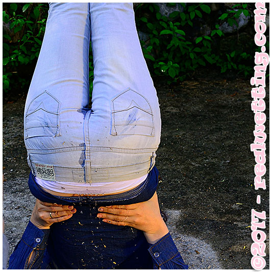 Upside down jeans wetting with ruby