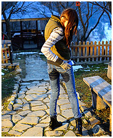 teen wets her jeans outside cold weather 00