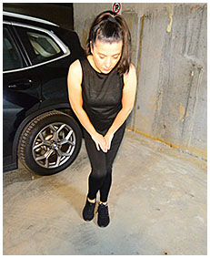 debbie pissed her tights in underground parking 4