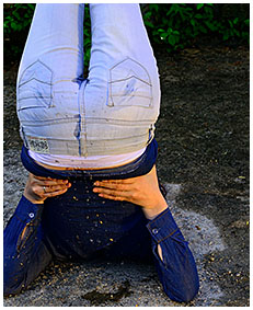 Upside down jeans wetting