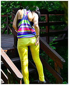 yellow pants drenching with monica 01