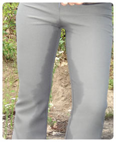 Piss, wetting grey business pants accident