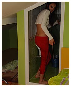 girl is pissing PJ pants tigts bedwetting