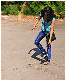 sara is wetting jeans on purpose in the parking lot 5