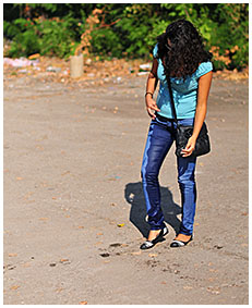 sara is wetting jeans on purpose in the parking lot 4