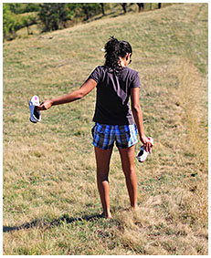 sara pisses her shorts walking then dries her pants in the sun00000