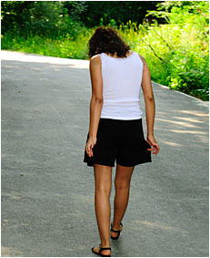 Taking a walk in the park Sara wets her shorts