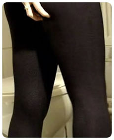 Lycra pants wetting accident while cleaning the bathroom